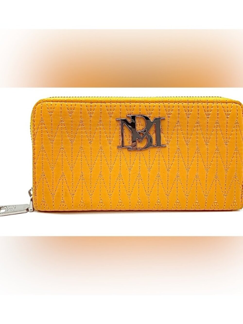Badgley Mischka BM-4130 Yellow Quilted Long Zip Around Wallet NWT